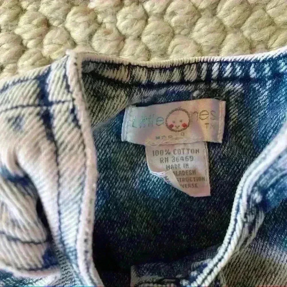 Vintage 80s Ruffle Little Ones Acid Wash Jumpsuit - Picture 9 of 12